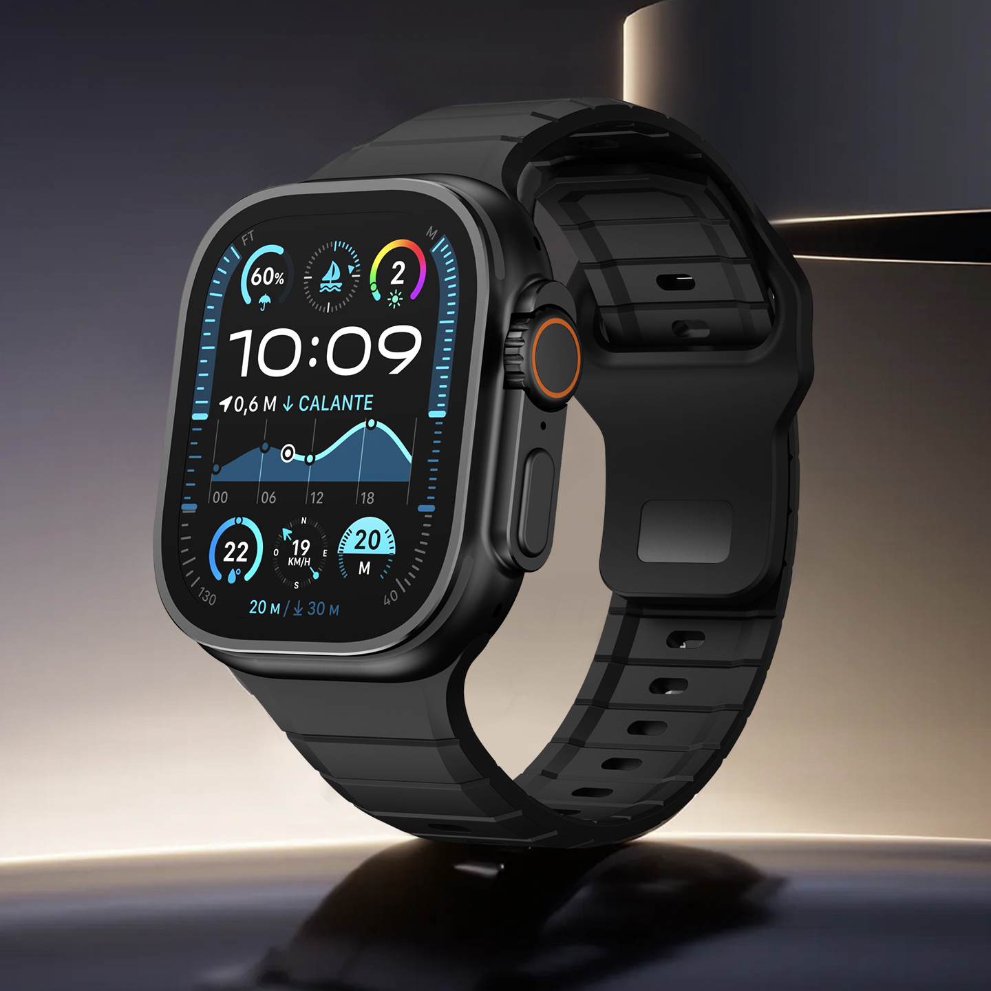 适用苹果ultra2手表表带Applewatch ultra钛空版氟橡胶ultra表带s10智能手表s8男款商务s7代透气s6替换s5配件