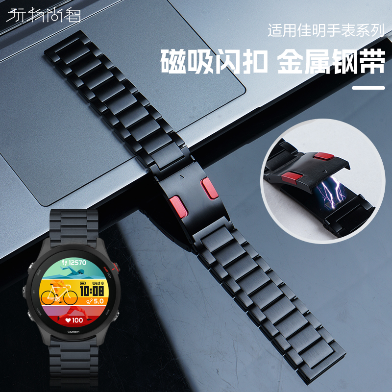 玩物尚智适用佳明手表金属表带