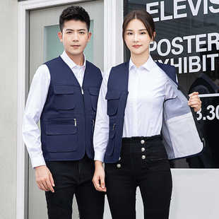 工作服马甲定制LOGO双层款带内衬涤棉耐穿厂服物业工装背心