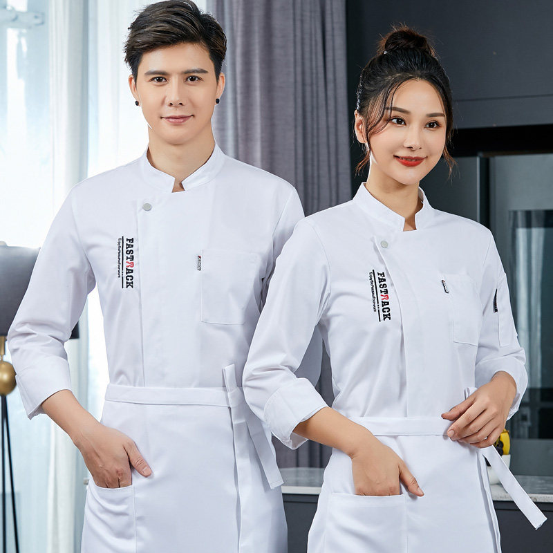 新款厨师工作服男长袖饭店秋冬女