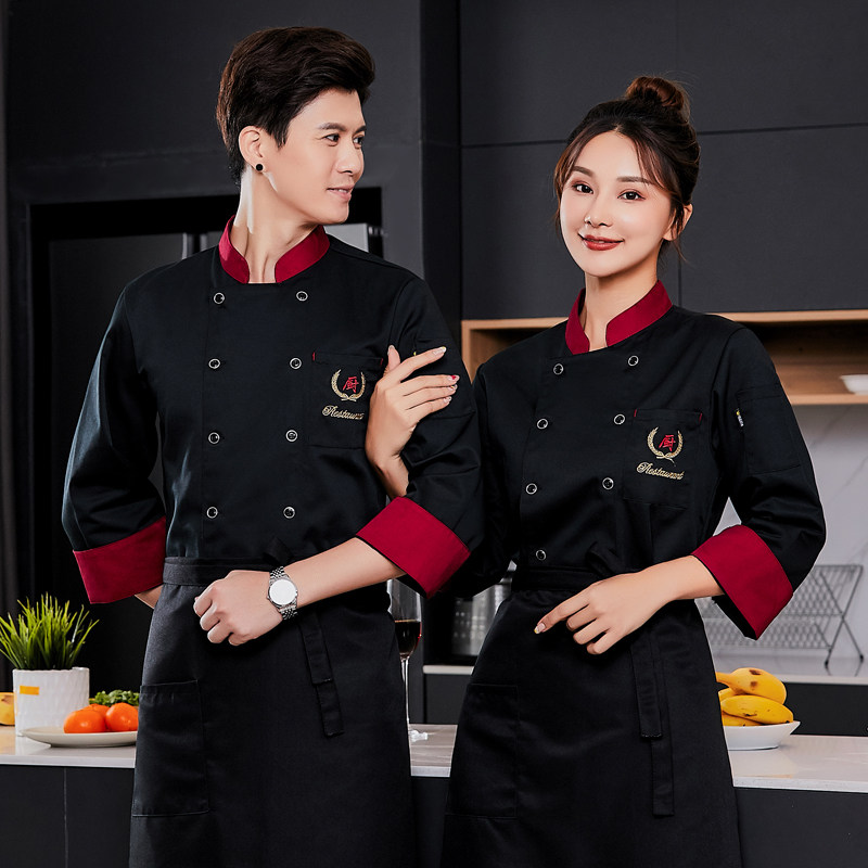 酒店厨师服长袖秋冬餐饮酒楼男女