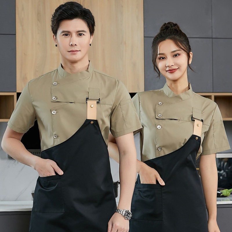 高档网红厨师服短袖酒店餐饮