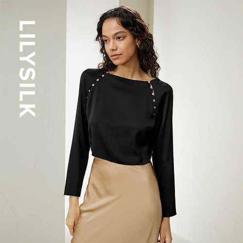 LILYSILK莉莉秀客纽扣装饰衬衫
