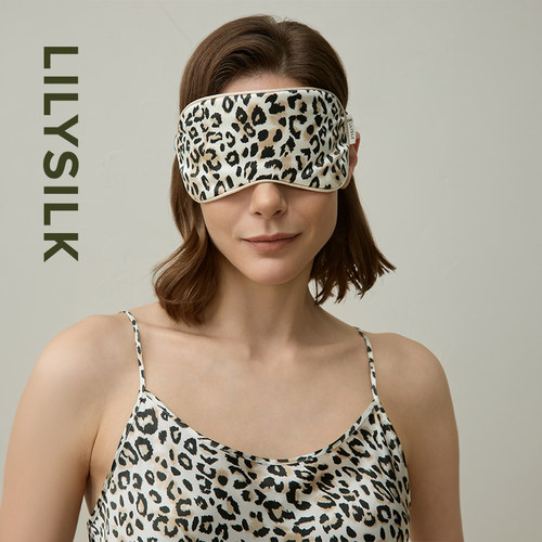 复古浅底豹纹真丝眼罩莉莉秀客遮光缎面助眠松紧带无痕罩LILYSILK