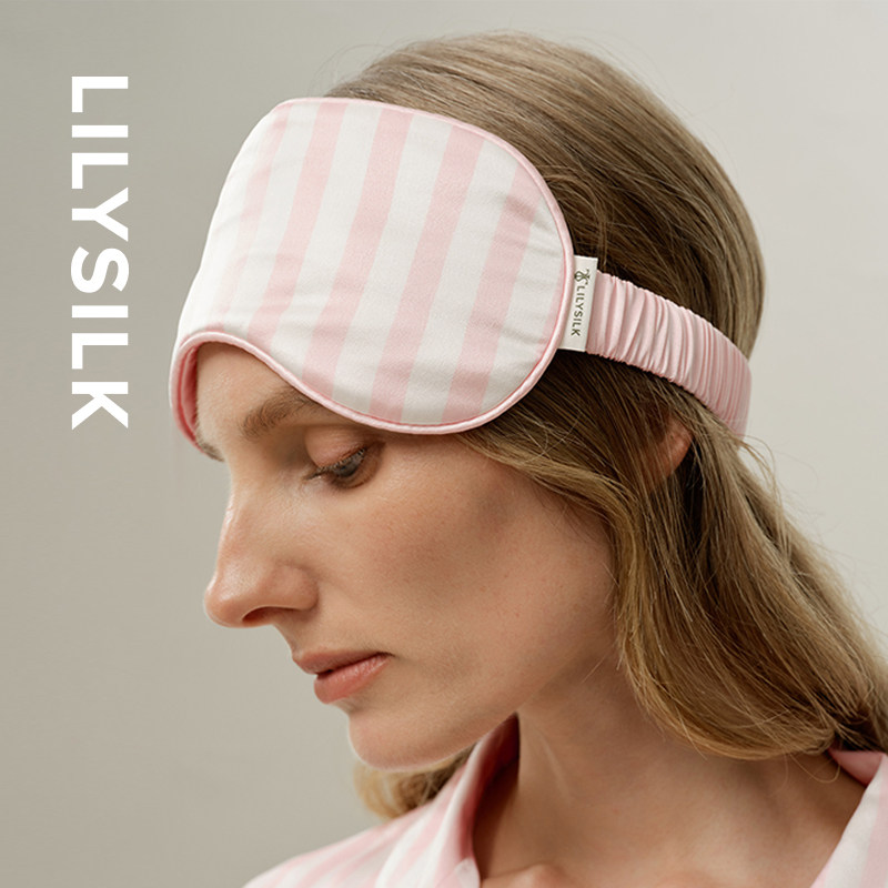 条纹印花眼罩莉莉秀客春夏新款舒适护眼桑蚕丝滚边工艺LILYSILK