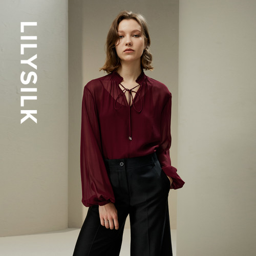 LILYSILK莉莉秀客木耳边衬衫