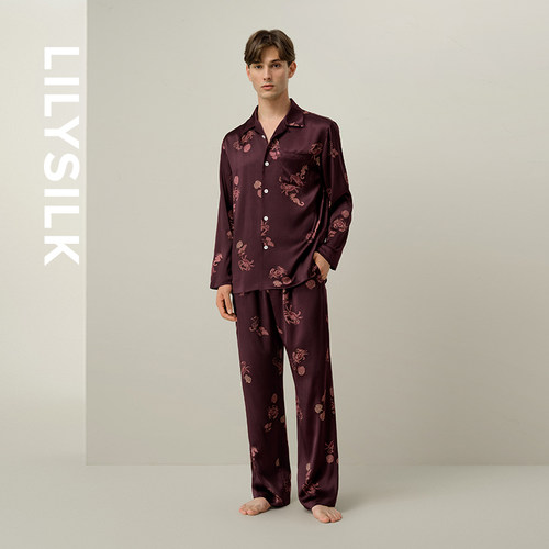 【星座系列】巨蟹座专属莉莉秀客LILYSILK桑蚕丝印花长袖睡衣套装