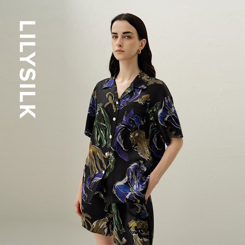 【星座系列】狮子座专属莉莉秀客LILYSILK桑蚕丝印花短袖睡衣套装