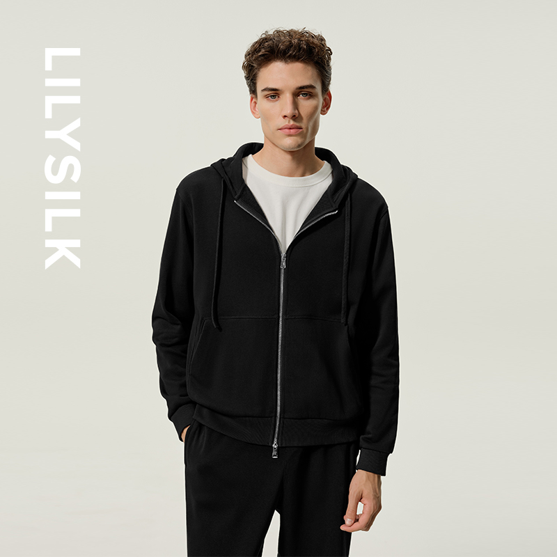 莉莉秀客男士卫衣运动宽松SILKERRY™25秋冬内里真丝休闲简约上衣