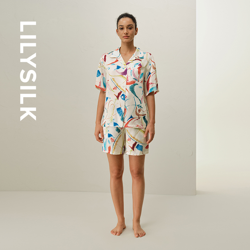 【星座系列】射手座专属莉莉秀客LILYSILK桑蚕丝印花短袖睡衣套装