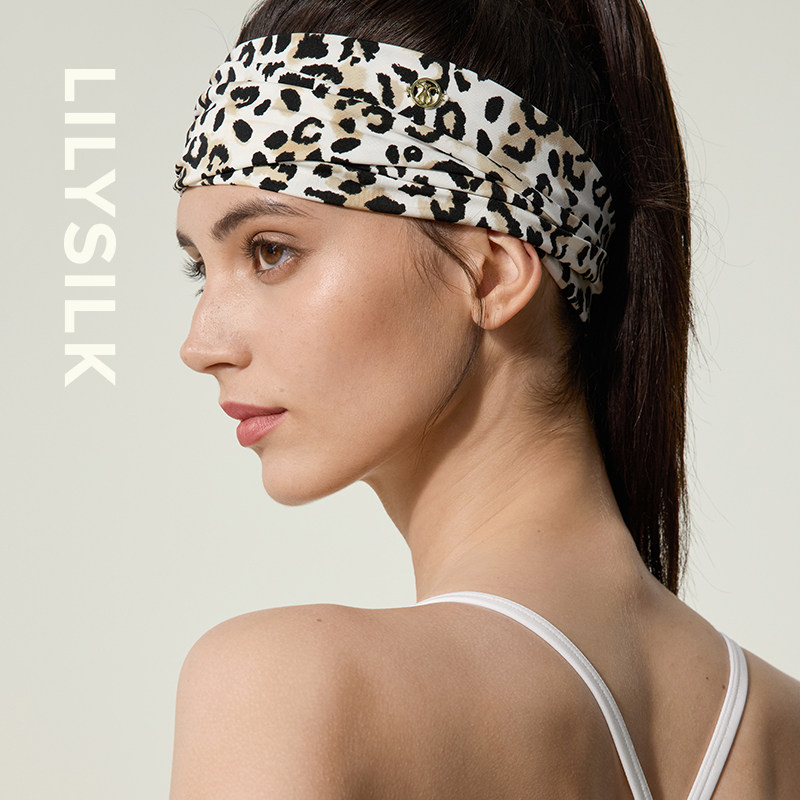 宽边豹纹运动头带莉莉秀客SILKCONTOUR™女士运动高弹吸汗带发饰