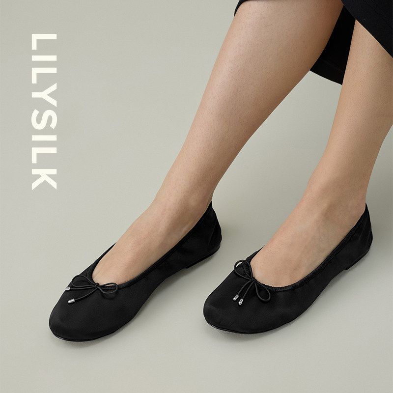 舒适圆头女鞋莉莉秀客新款舒适桑蚕丝鞋面羊皮内里鞋子LILYSILK