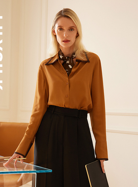 LILYSILK莉莉秀客女士真丝衬衫舒适百搭桑蚕丝上衣18姆米宽松t恤