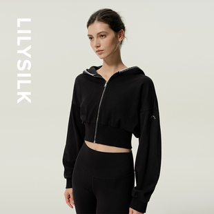 短款 连帽卫衣莉莉秀客运动宽松SILKERRY™25秋冬内里真丝休闲衣女