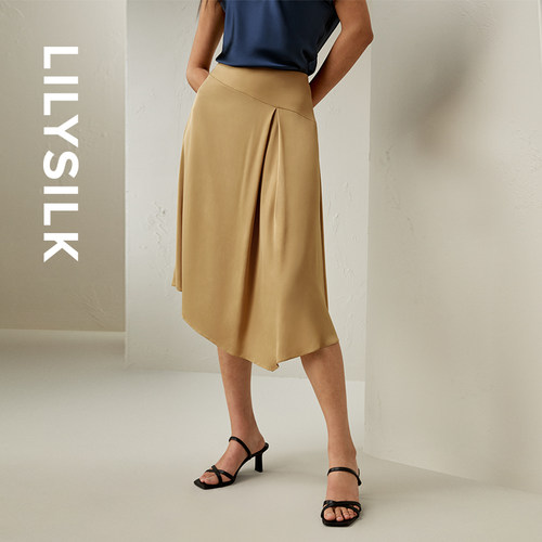 LILYSILK莉莉秀客不对称真丝半裙