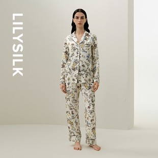 睡衣套装 天秤座专属莉莉秀客LILYSILK桑蚕丝印花长袖 星座系列