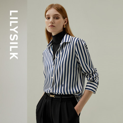 LILYSILK莉莉秀客真丝衬衫女