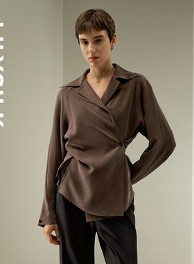 莉莉秀客LILYSILK桑蚕丝多穿法侧边开衩设计休闲衬衫上衣女