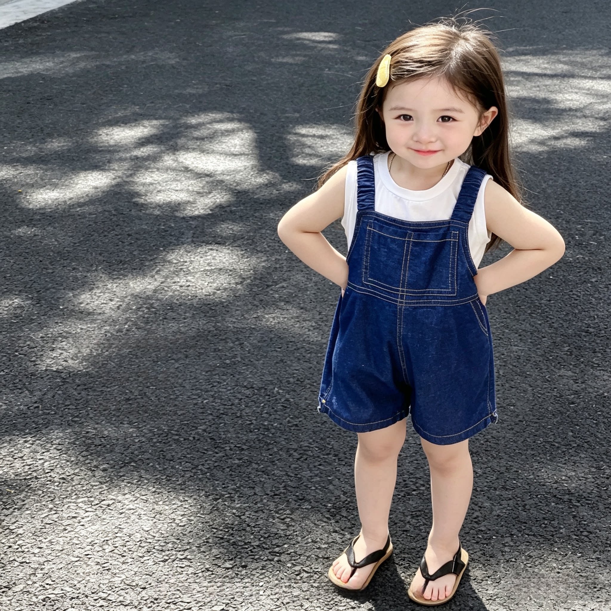 2026夏装新款3-8岁女童洋气牛仔背带短裤套装夏季宝宝2件套潮