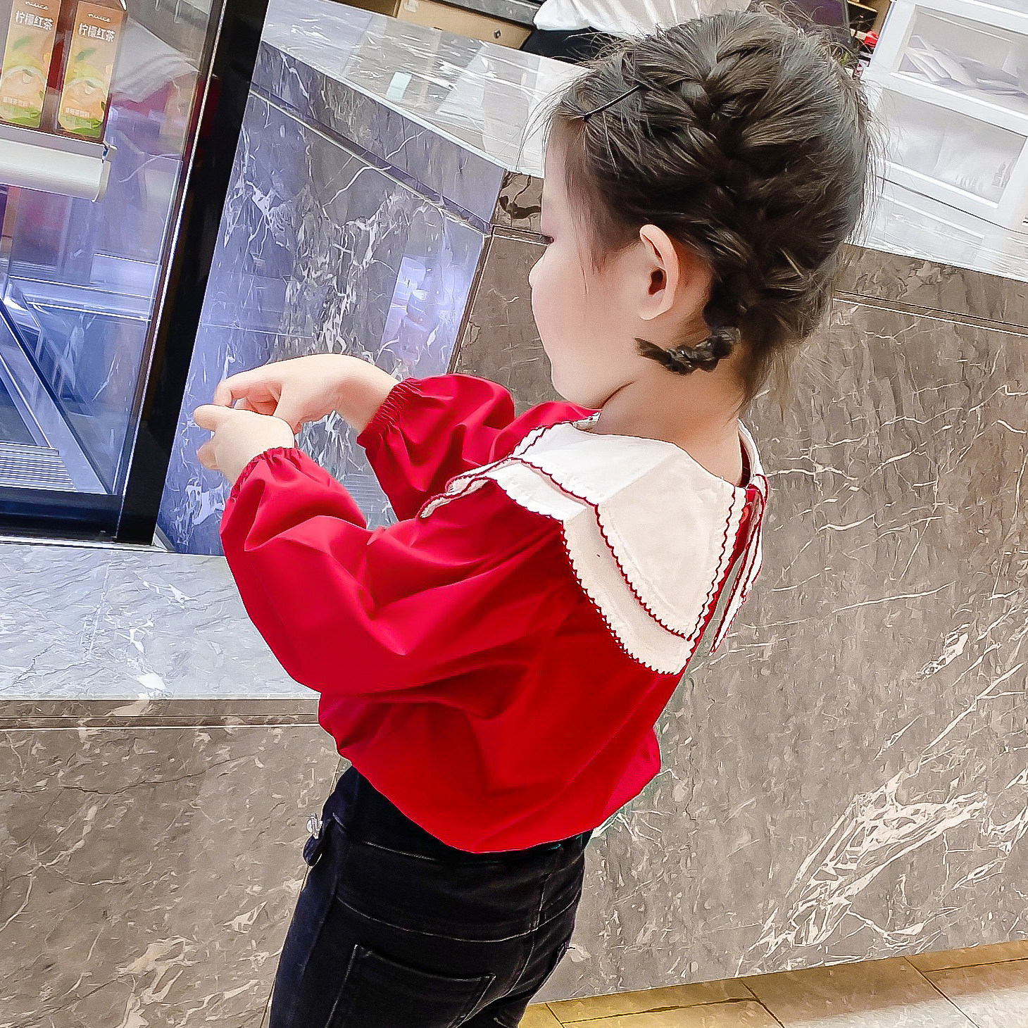 2026新款童装春装3-8岁时尚女童翻领娃娃衫红色衬衫宝宝春秋上衣,童装/婴儿装/亲子装,衬衫,淘宝优惠券,粉丝福利购,淘宝优惠卷