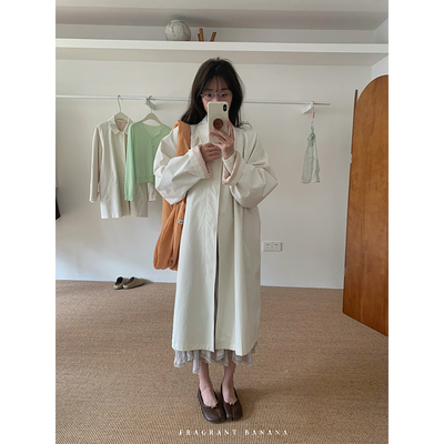 香香的蕉 韩系精梳棉风衣外套女春款气质百搭大衣