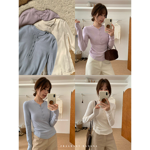 香香的蕉 亨利领打底衫女秋显瘦百搭内搭长袖上衣