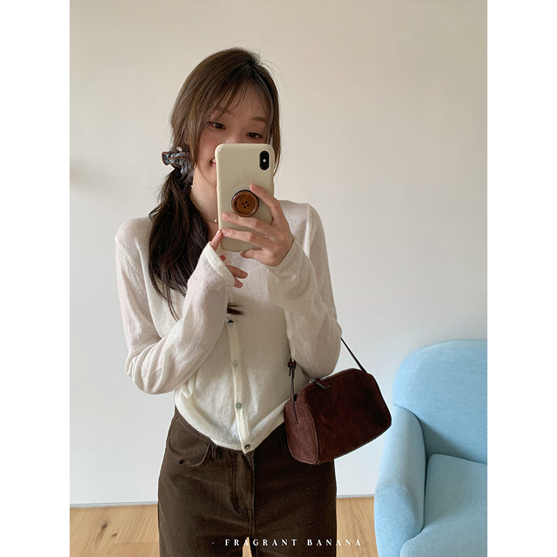 羊驼毛天丝混纺秋季针织开衫女