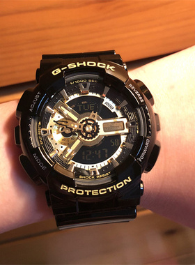 CASIO卡西欧G-SHOCK运动经典黑金GA-110GB-1A 110MMC时尚男手表