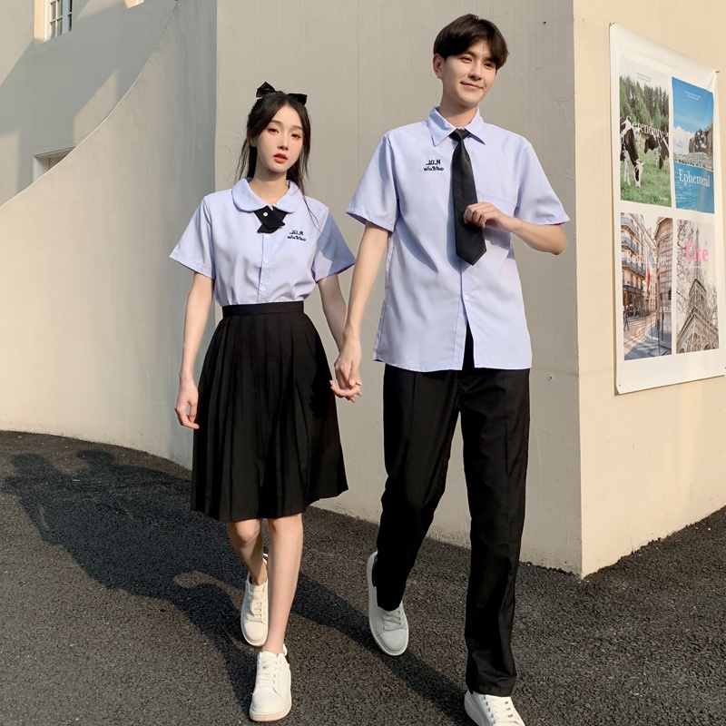 jk制服女学院风衬衫裙子泰国泰式校服娜诺全套高中生毕业班服