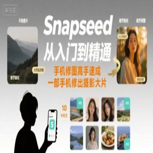 Snapseed从入门到精通，手机修图高手速成，一部手机就可以