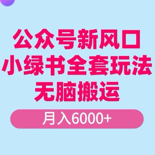 公众号新风口，小绿书全套玩法，无脑搬运月入6000+