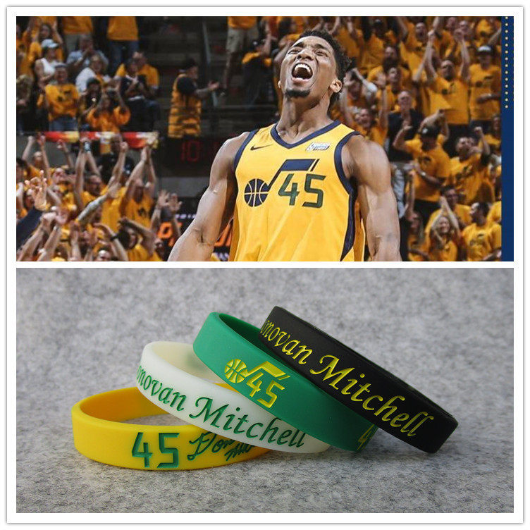 篮球球星45号米切尔签名夜光运动硅胶手环腕带球迷饰欧文詹姆斯