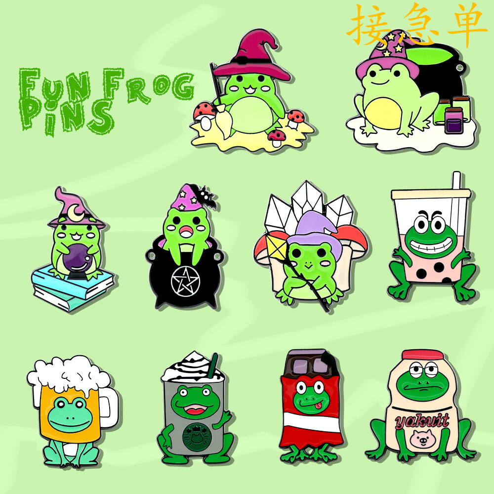 欧美跨境小青蛙胸针魔法青蛙食物造型青蛙合金徽章包包配饰