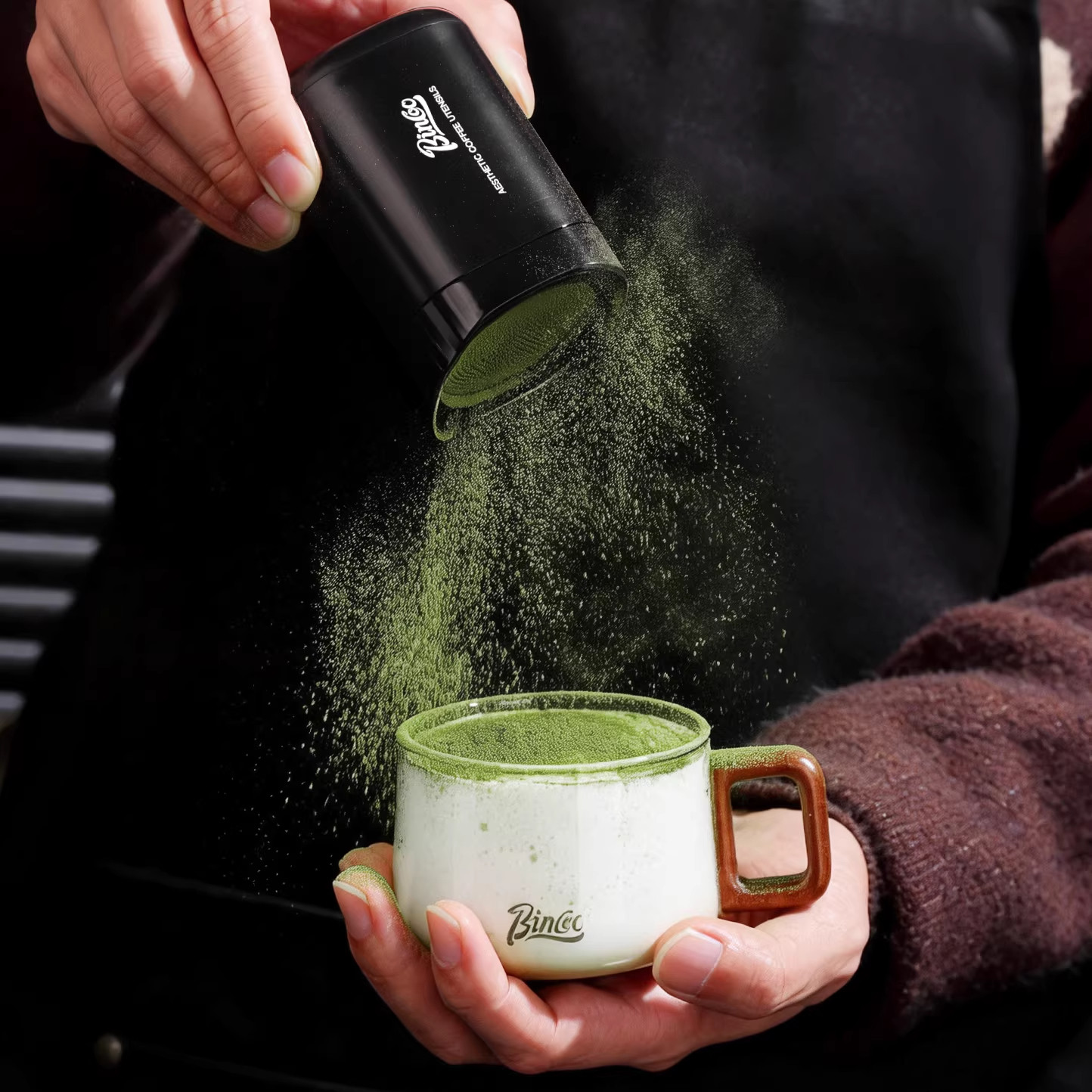 Bincoo咖啡木盖撒粉器抹茶可可粉花式印花造型模具厨房烘焙洒粉器