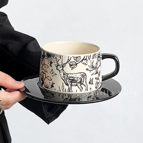 法式高颜值麋鹿咖啡杯碟