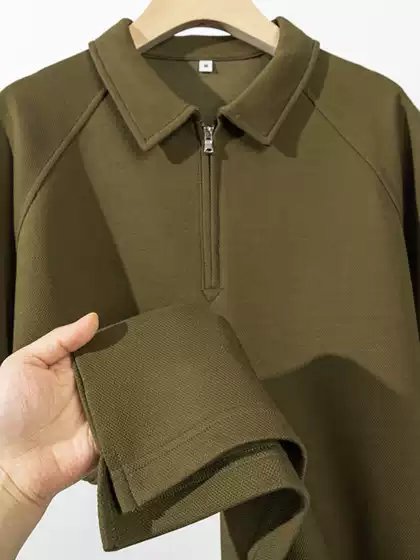 Military Green! Heavyweight Pique Cotton Solid Color Short-Sleeve Polo Shirt, Simple and Versatile, Summer Casual, Skin-Friendly, Unisex Top