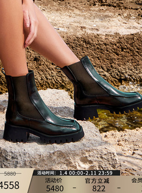 Patricia/帕翠亚西班牙原产2024秋冬擦色超轻切尔西靴女61242