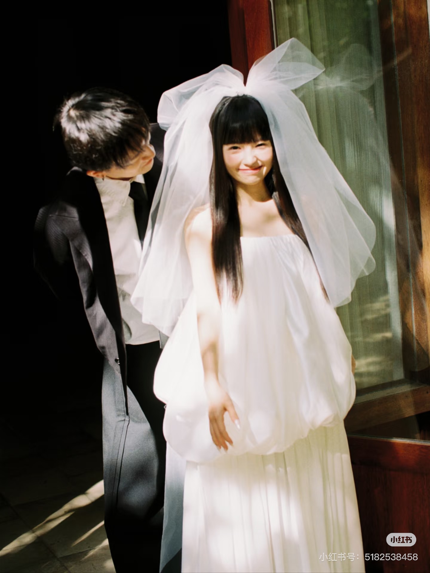 新款简约领证登记求婚头纱森系素纱头饰双层旅拍韩式蓬蓬头纱