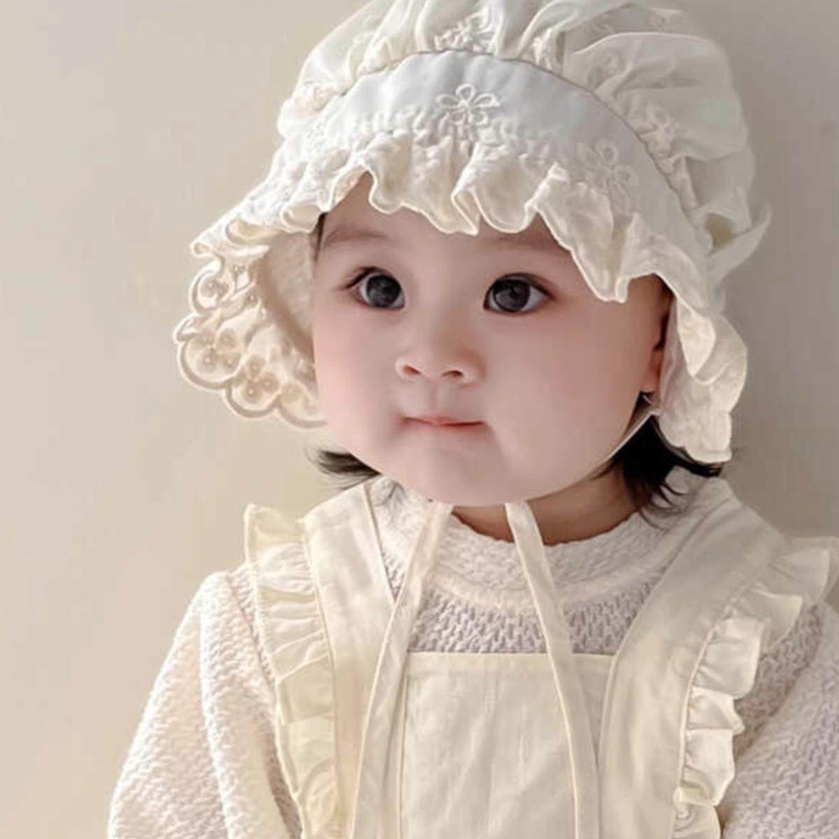 小月龄遮阳帽ins韩版宝宝帽子春秋薄款女童防晒公主帽新生儿帽冬