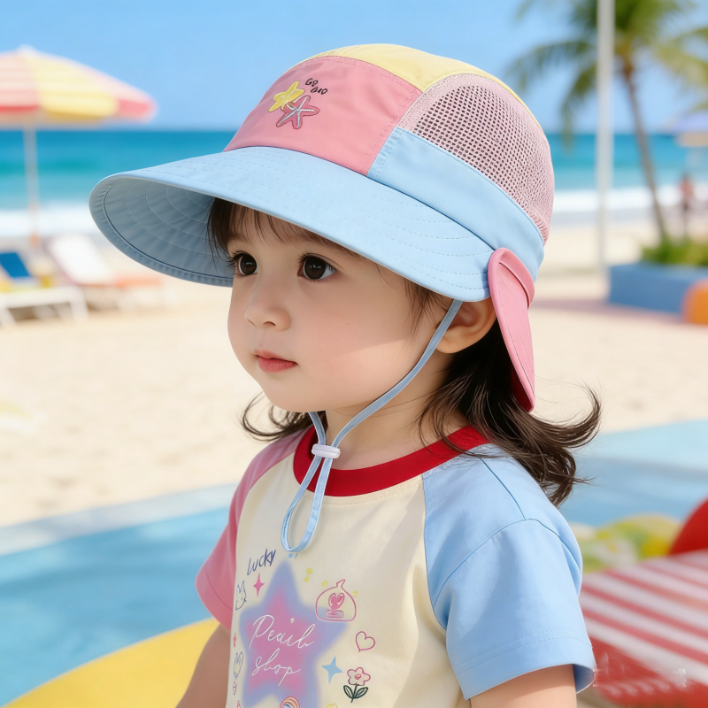 儿童帽子春夏薄款速干透气大檐防晒帽宝宝外出遮阳帽防晒帽太阳帽