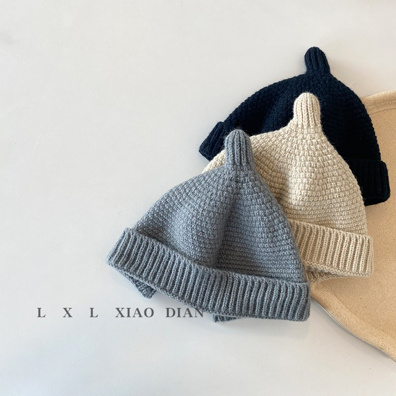 超萌可爱毛线套头针织尖尖帽