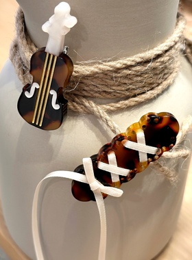 vogueess秋冬玳瑁色小提琴醋酸发夹芭蕾舞鞋少女感刘海边夹鸭嘴夹