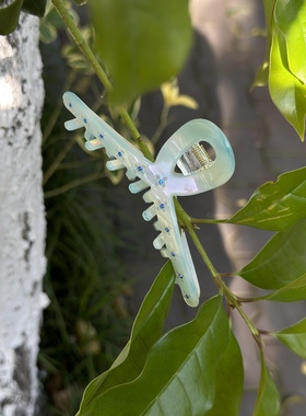 vogueess精致镶钻多款可选抓夹蝴蝶鲨鱼夹弧形奶绿色盘发配饰少女