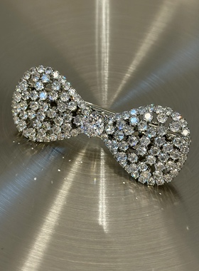 vogueess自制大号蝴蝶结全锆石发夹鸭嘴边夹新款侧边刘海发卡精致