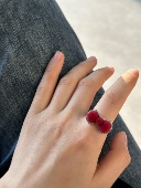 vogueess原创秋冬新款 丝绒蝴蝶结戒指环植绒胖嘟嘟可爱显白少女感