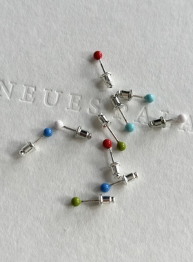 vogueess白百合同款极简彩色豆豆圆珠养耳洞耳环钉设计感简约气质