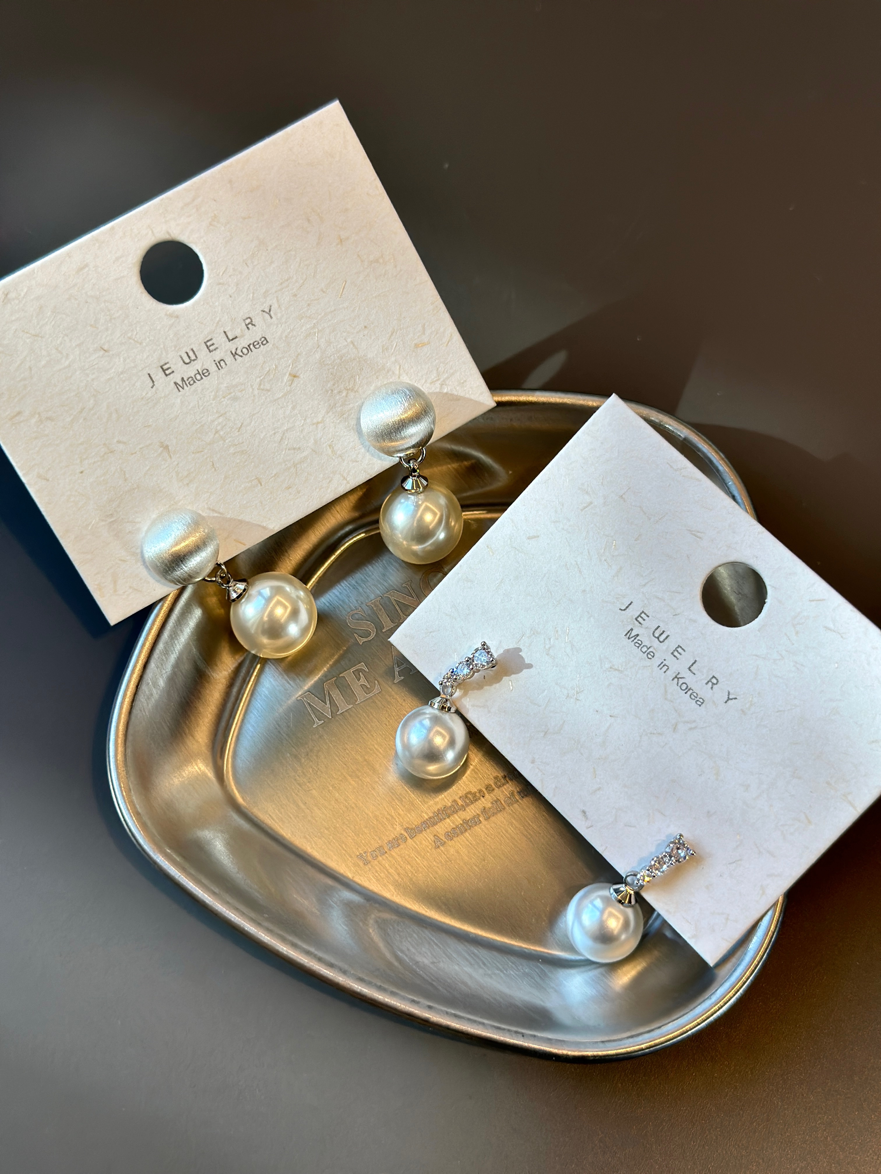 精致lady风拉丝珍珠耳环