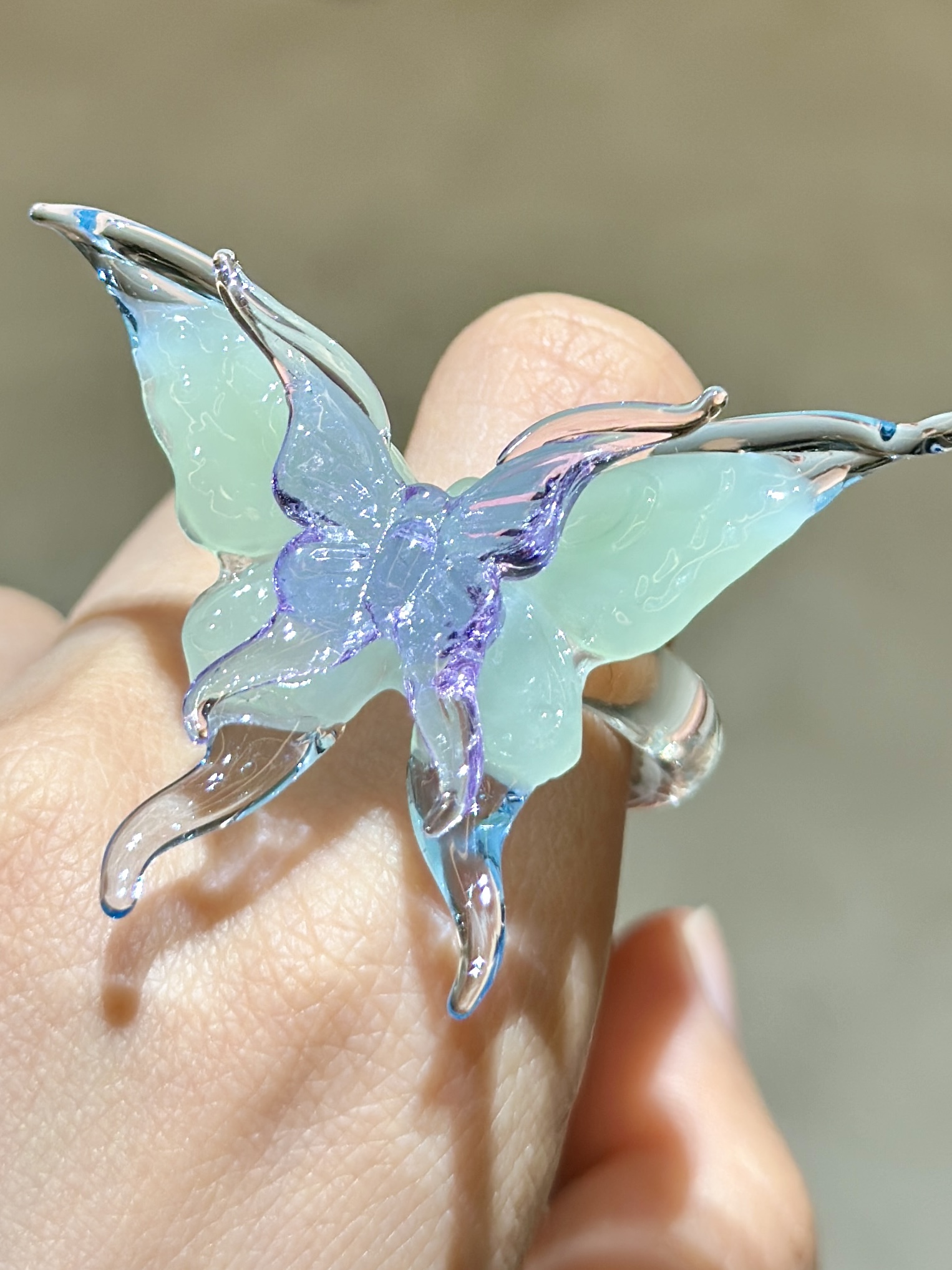 绝美琉璃感戒指小众蝴蝶配饰