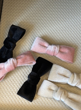 vogueess秋新品迷你丝绒蝴蝶结鸭嘴发夹可爱少女质感边夹刘海编发