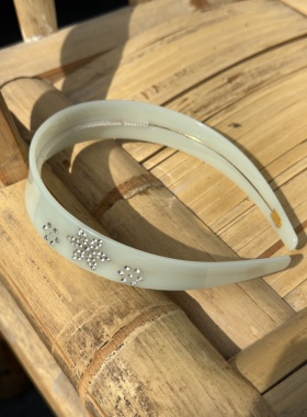 vogueess自制法式重工emijay同款点钻浅绿蜜瓜夏日醋酸头箍发带